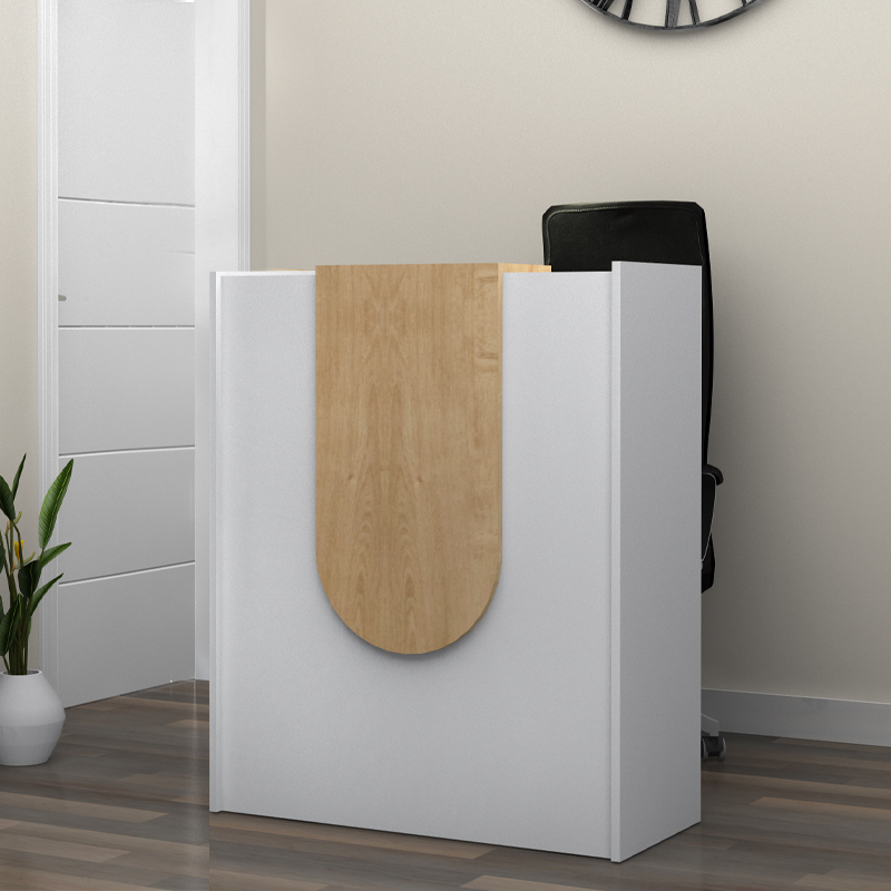 Γραφείο υποδοχής - reception χρώμα λευκό - φυσικό οξιάς