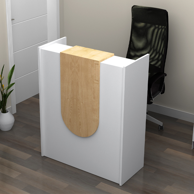 Γραφείο υποδοχής - reception χρώμα λευκό - φυσικό οξιάς 3