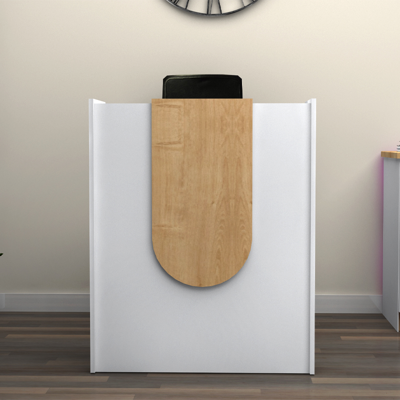 Γραφείο υποδοχής - reception χρώμα λευκό - φυσικό οξιάς 4