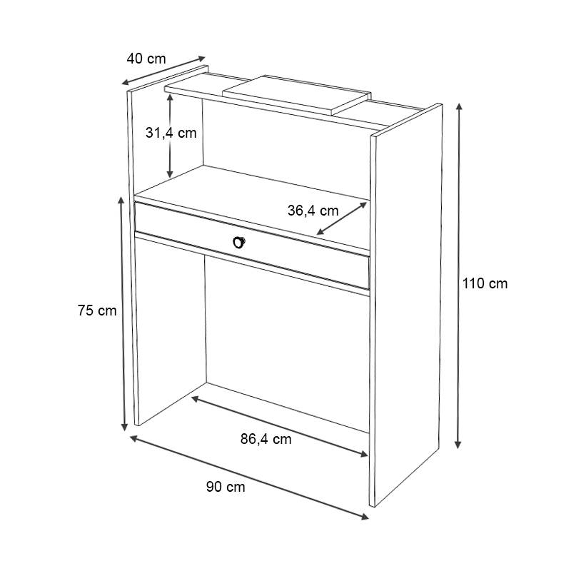 Γραφείο υποδοχής - reception χρώμα λευκό - φυσικό οξιάς 6