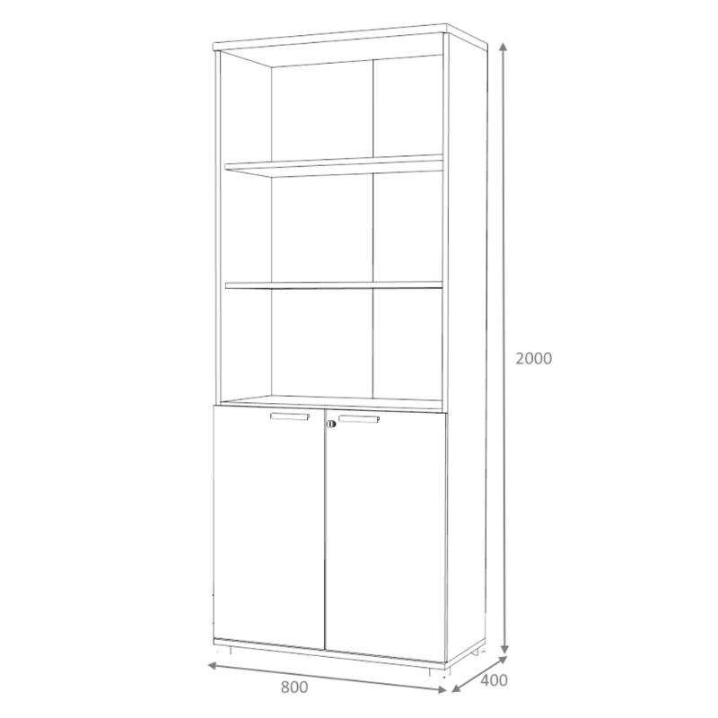 Βιβλιοθήκη γραφείου επαγγελματική χρώμα ανθρακί - φυσικό οξιάς 7