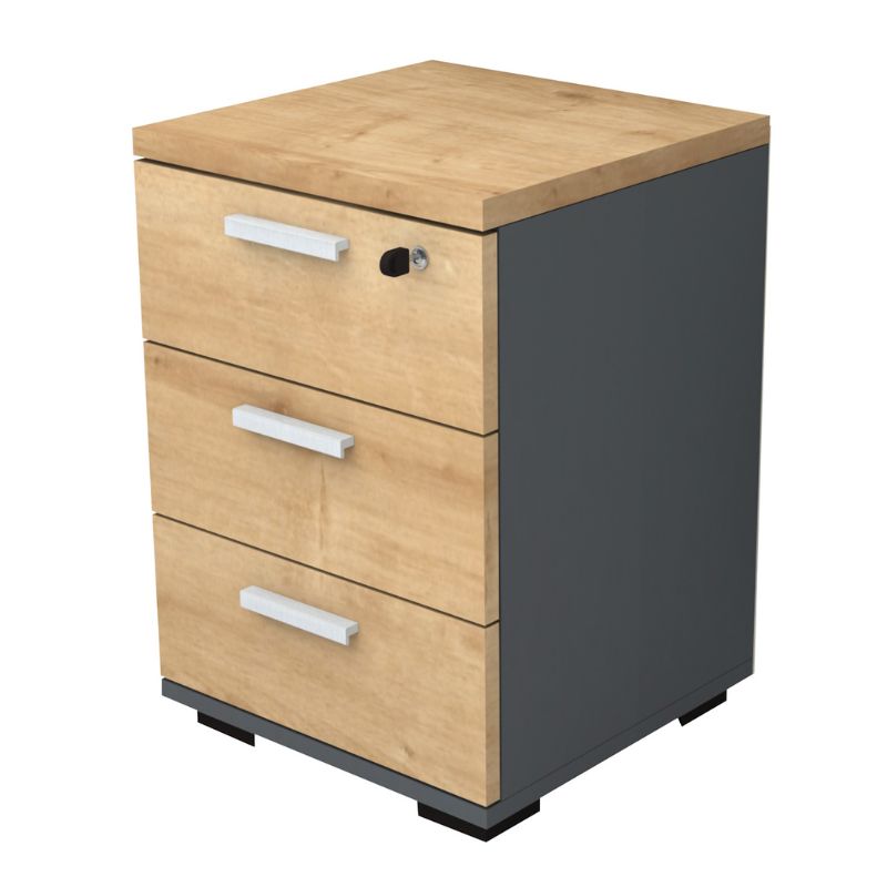 Συρταριέρα γραφείου επαγγελματική χρώμα ανθρακί - φυσικό οξιάς