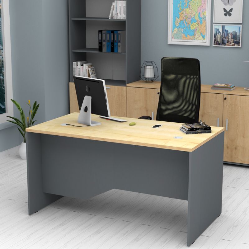 Γραφείο επαγγελματικό χρώμα ανθρακί - φυσικό οξιάς 3