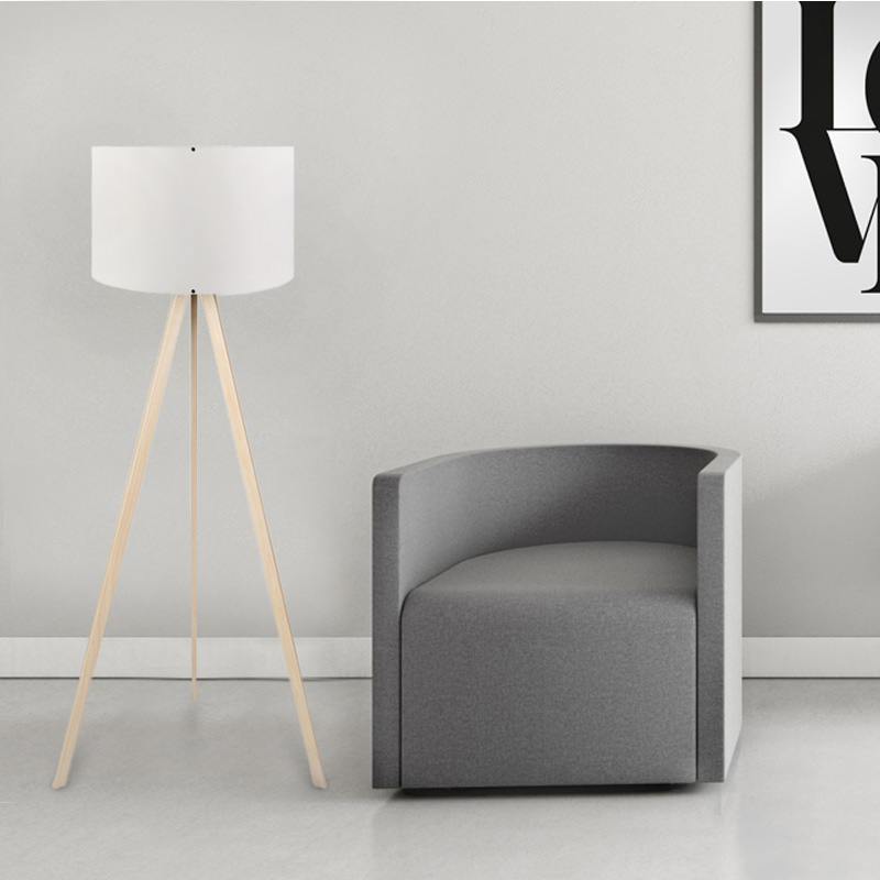 Φωτιστικό δαπέδου Mdf/ύφασμα χρώμα φυσικό/λευκό 2