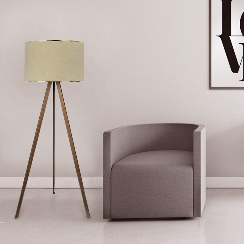 Φωτιστικό δαπέδου Mdf/ύφασμα χρώμα καρυδί/μπεζ 2