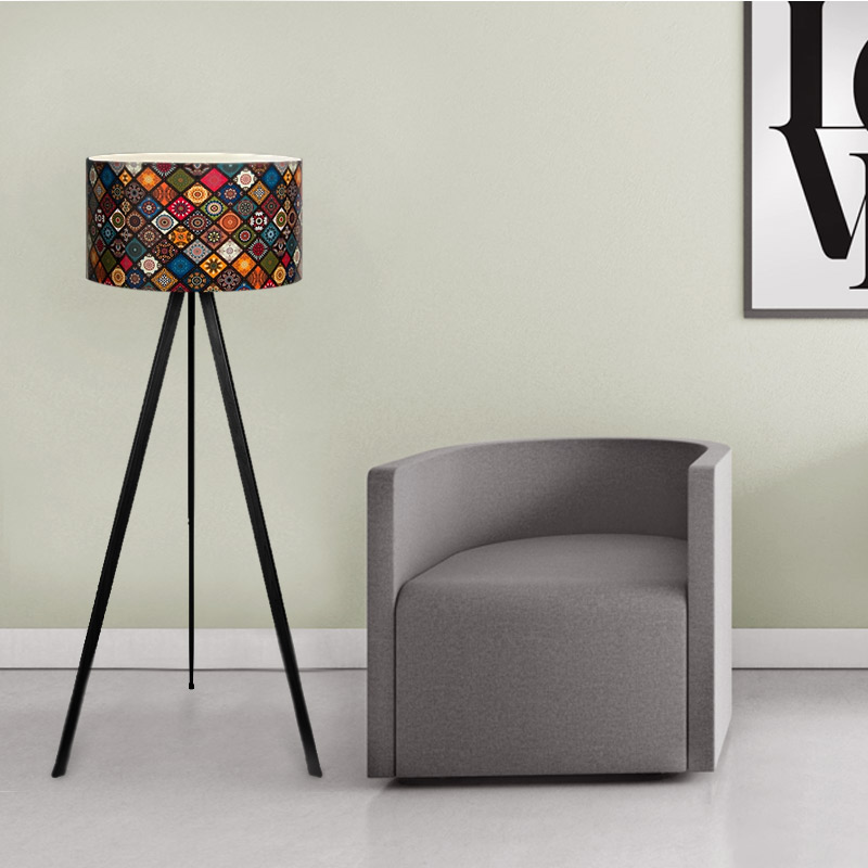 Φωτιστικό δαπέδου Mdf/ύφασμα χρώμα μαύρο/πολύχρωμο 2