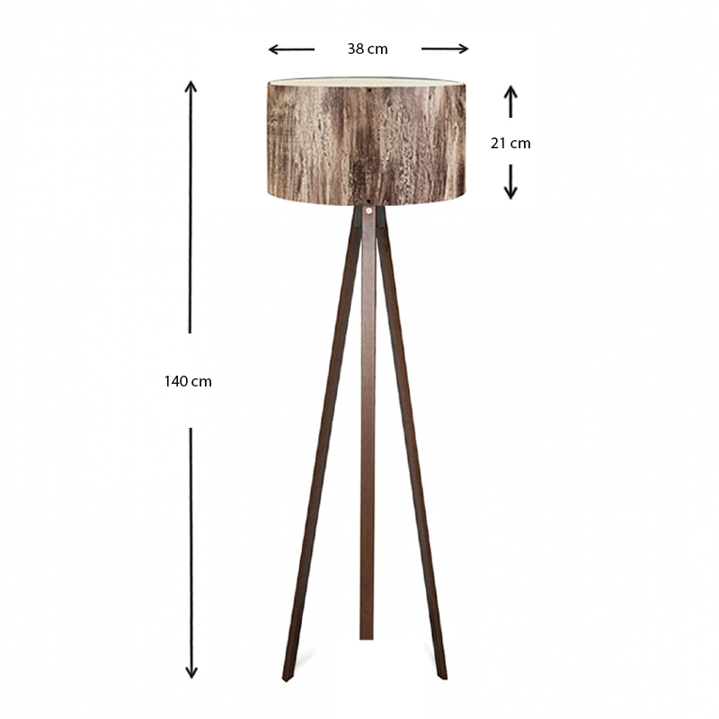 Φωτιστικό δαπέδου Mdf/ύφασμα χρώμα καρυδί/καφέ 3