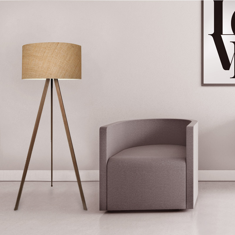 Φωτιστικό δαπέδου Mdf/ύφασμα χρώμα καρυδί/φυσικό 2