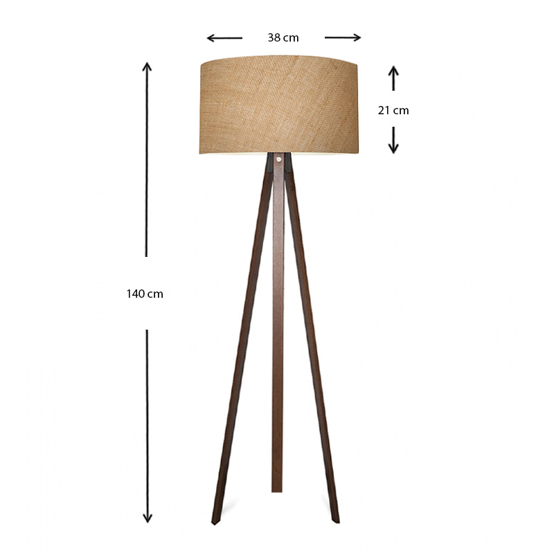 Φωτιστικό δαπέδου Mdf/ύφασμα χρώμα καρυδί/φυσικό 3