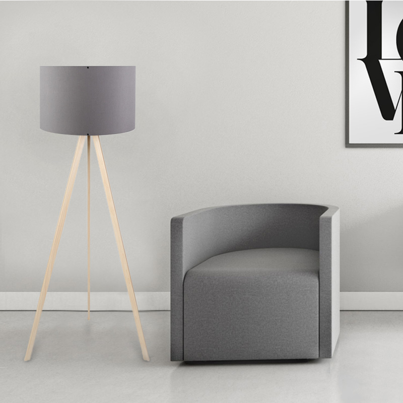 Φωτιστικό δαπέδου Mdf/ύφασμα χρώμα φυσικό/ανθρακί 2