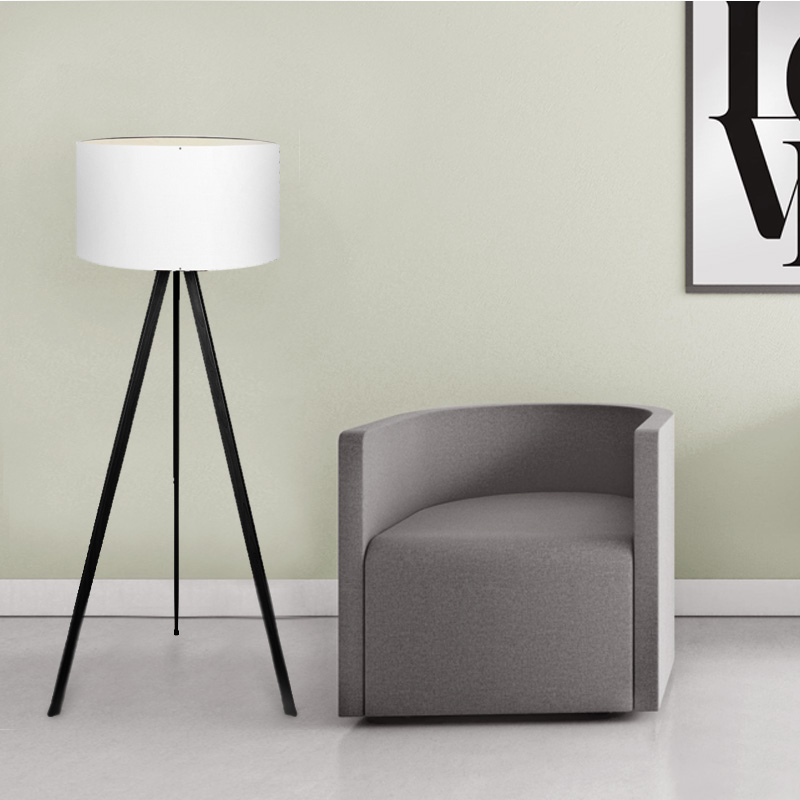 Φωτιστικό δαπέδου Mdf/ύφασμα χρώμα μαύρο - λευκό 2