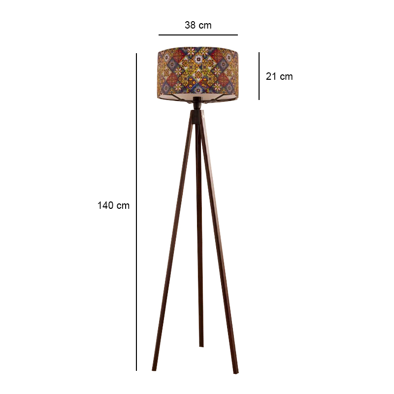 Φωτιστικό δαπέδου Mdf/ύφασμα χρώμα καρυδί - πολύχρωμο 3