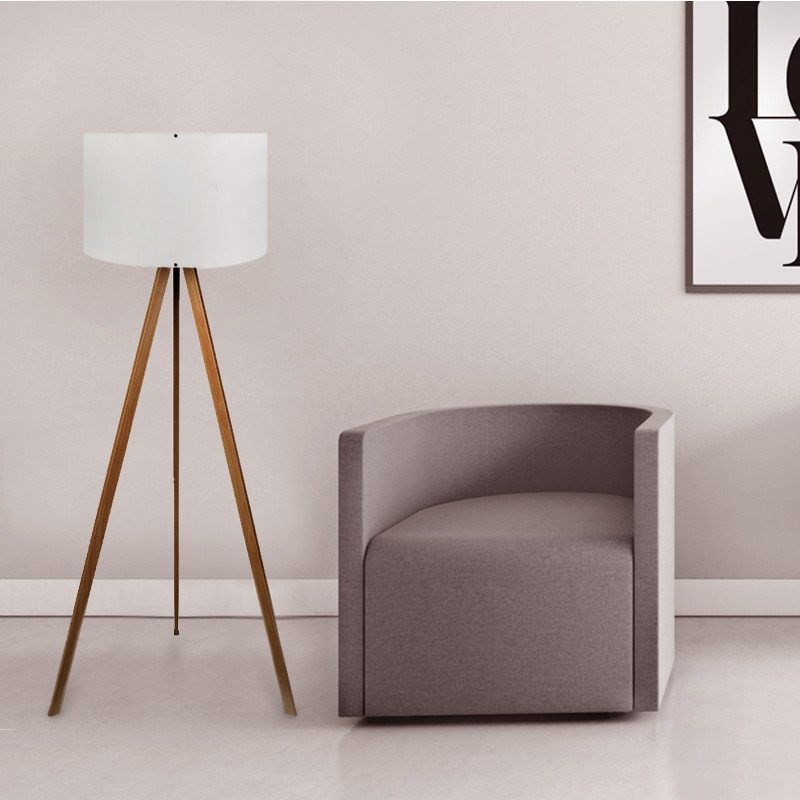 Φωτιστικό δαπέδου Mdf/ύφασμα χρώμα καρυδί/μπεζ 2