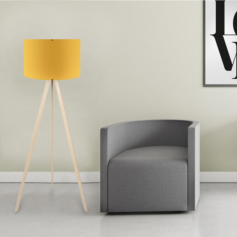 Φωτιστικό δαπέδου Mdf/ύφασμα χρώμα φυσικό/κροκί 2