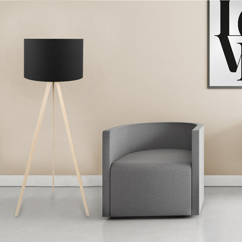 Φωτιστικό δαπέδου Mdf/ύφασμα χρώμα φυσικό/μαύρο 2