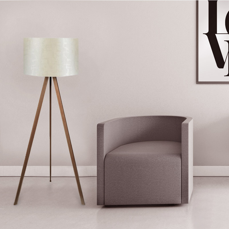 Φωτιστικό δαπέδου Mdf/ύφασμα χρώμα καρυδί/μπεζ 2