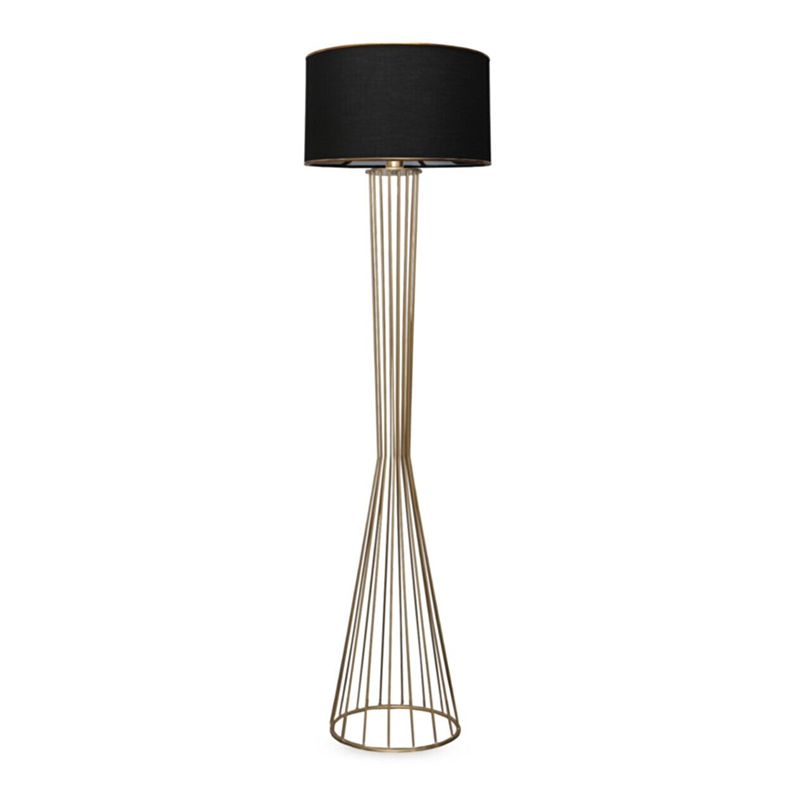 Φωτιστικό δαπέδου μέταλλο/ύφασμα χρώμα χρυσό/μαύρο