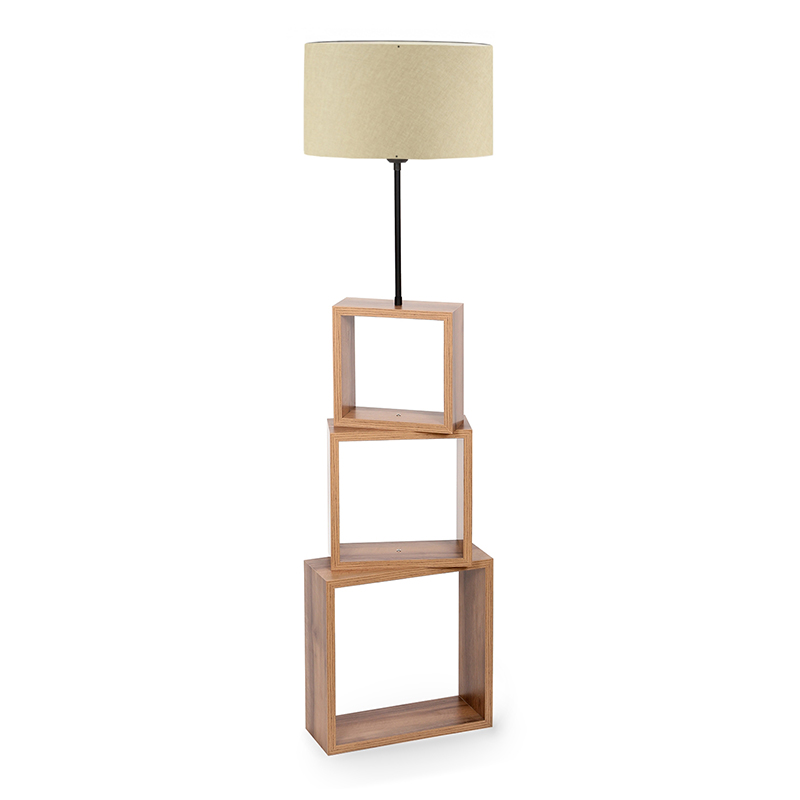 Φωτιστικό δαπέδου Mdf/fabric χρώμα καφέ/μπεζ