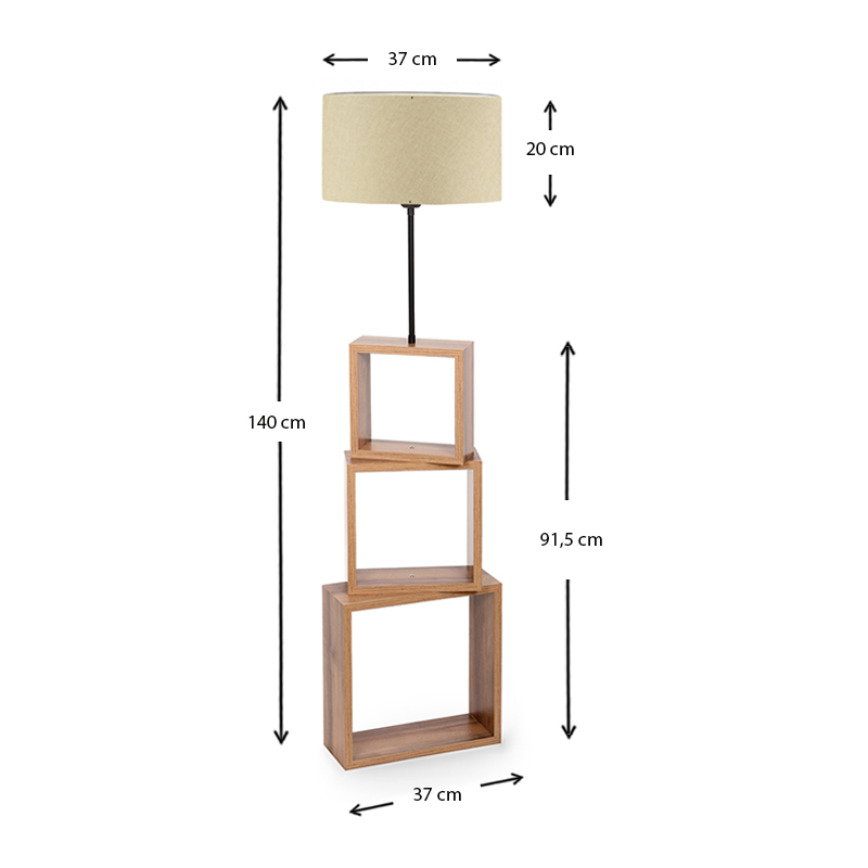 Φωτιστικό δαπέδου Mdf/fabric χρώμα καφέ/μπεζ 3