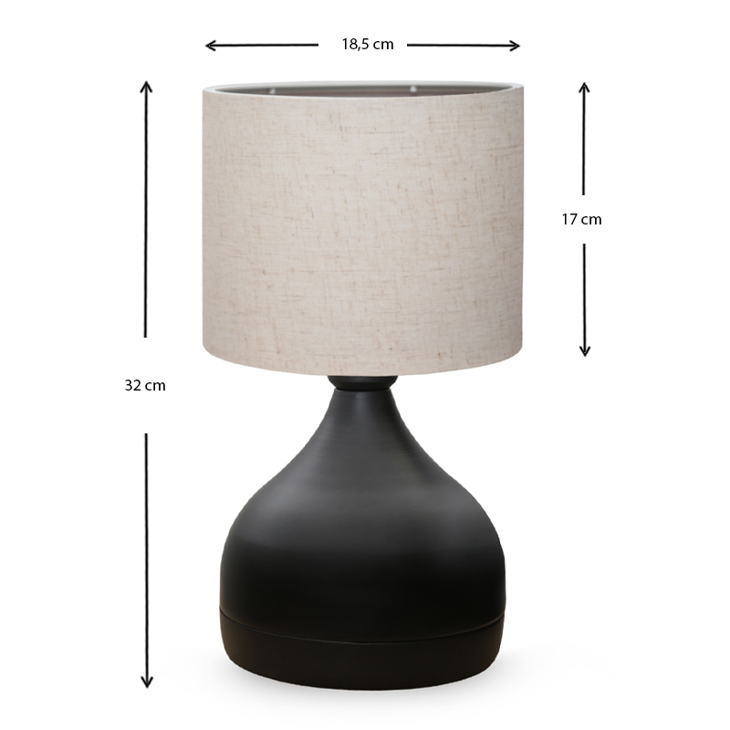 Φωτιστικό επιτραπέζιο ύφασμα/μέταλλο χρώμα κρεμ/μαύρο 3