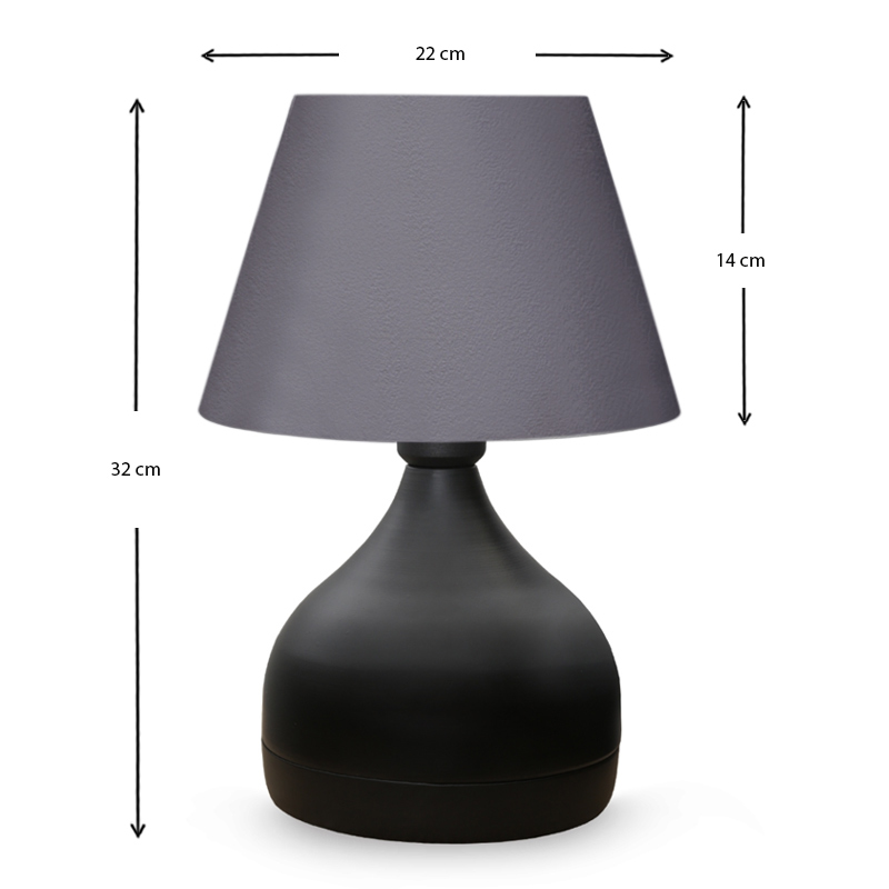 Φωτιστικό επιτραπέζιο ύφασμα/μέταλλο χρώμα γκρι/μαύρο 3