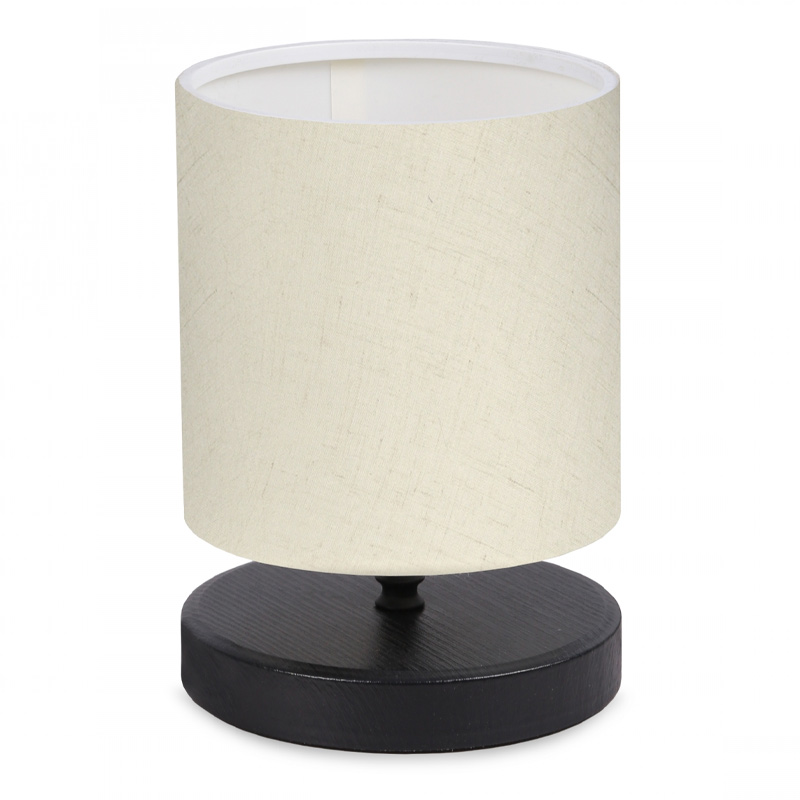 Φωτιστικό επιτραπέζιο ύφασμα/Mdf χρώμα κρεμ/μαύρο