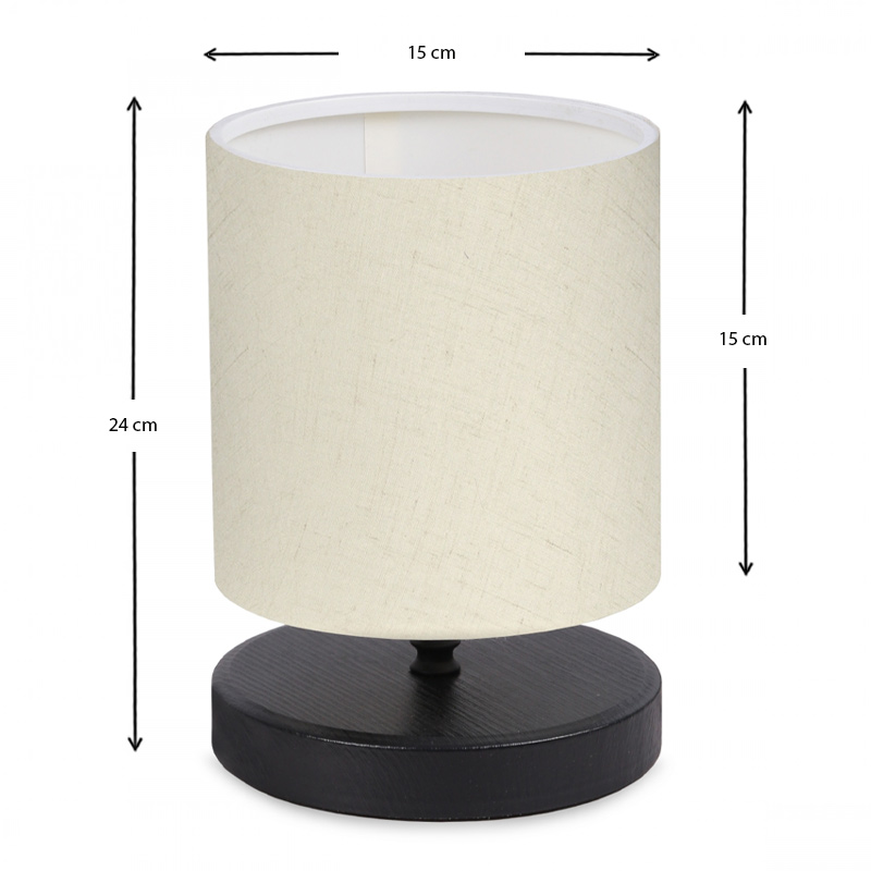 Φωτιστικό επιτραπέζιο ύφασμα/Mdf χρώμα κρεμ/μαύρο 3