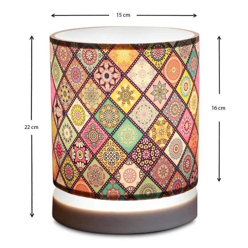 Φωτιστικό επιτραπέζιο ύφασμα/Mdf χρώμα πολύχρωμο/λευκό 3