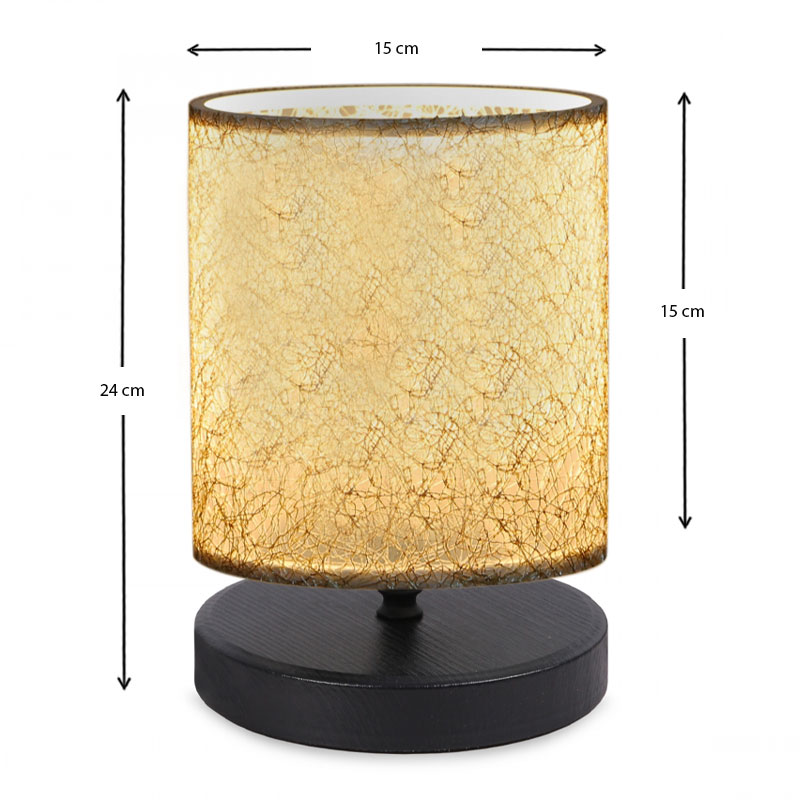 Φωτιστικό επιτραπέζιο ύφασμα/Mdf χρώμα μπεζ/μαύρο 3