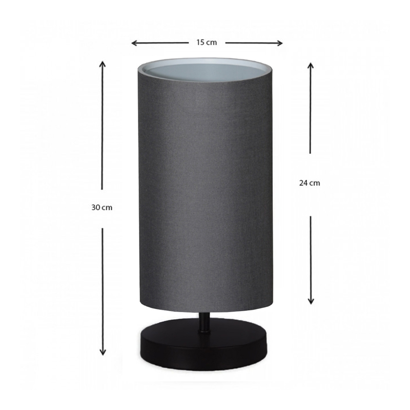 Φωτιστικό επιτραπέζιο ύφασμα/ξύλο/μέταλλο χρώμα ανθρακί/μαύρο 3