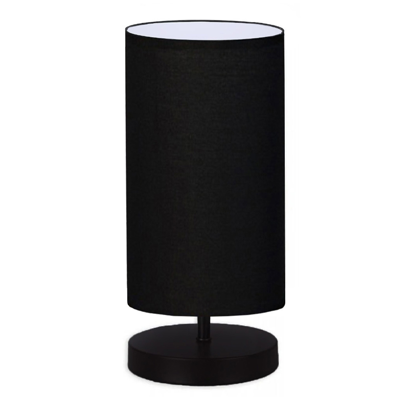 Φωτιστικό επιτραπέζιο ύφασμα/ξύλο/μέταλλο χρώμα μαύρο