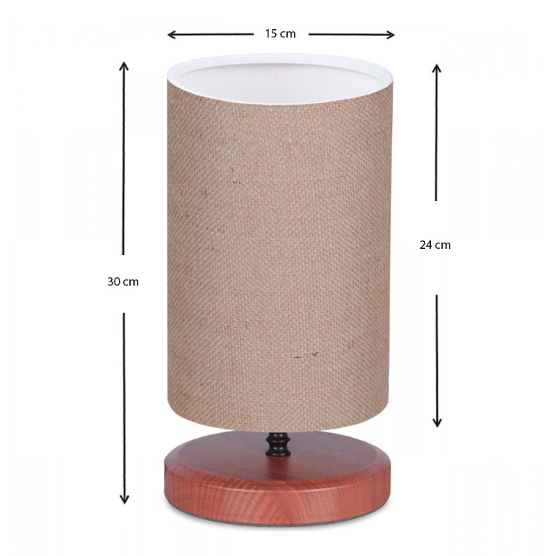 Φωτιστικό επιτραπέζιο ύφασμα/ξύλο/μέταλλο χρώμα ανοιχτό καφέ 3
