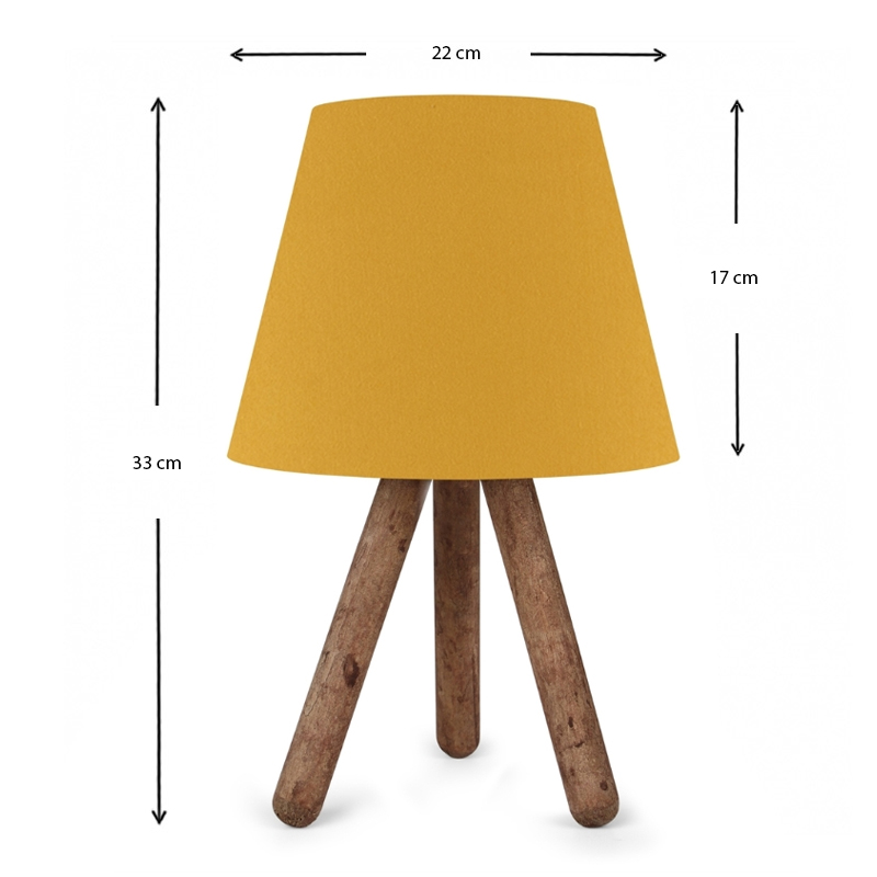 Φωτιστικό επιτραπέζιο E27 ύφασμα - ξύλο χρώμα κίτρινο - καφέ 3