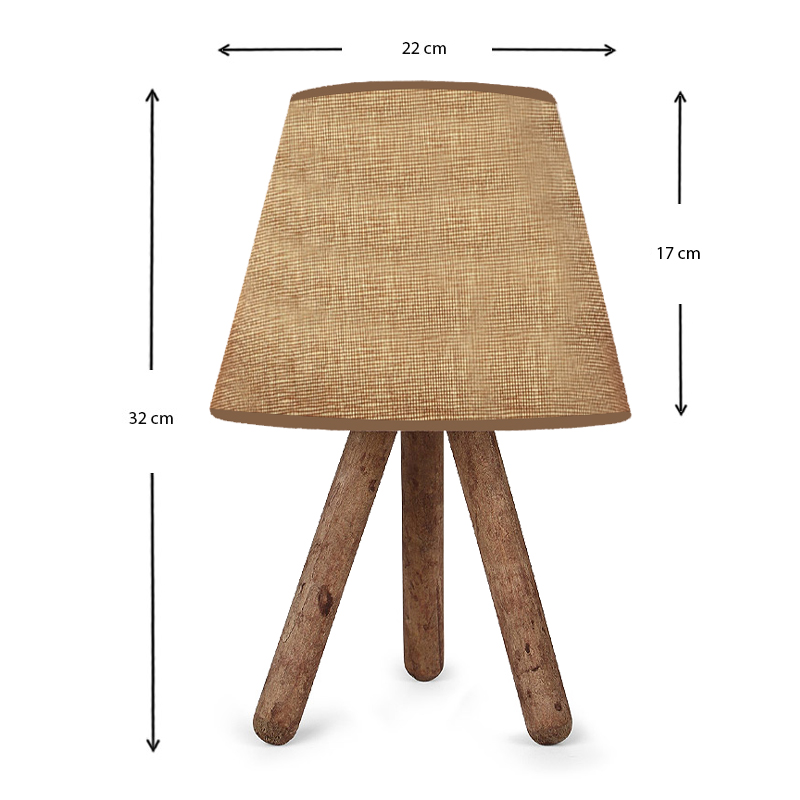 Φωτιστικό επιτραπέζιο ύφασμα Pvc/ξύλο χρώμα μπεζ άμμου/καφέ 3