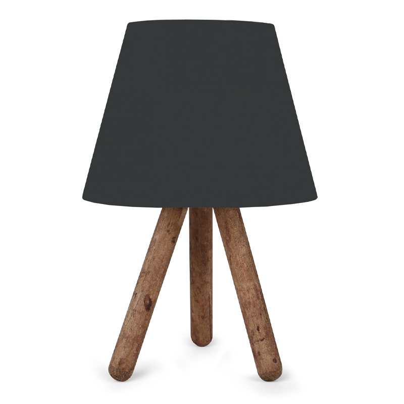 Φωτιστικό επιτραπέζιο ύφασμα Pvc/ξύλο χρώμα μαύρο/καφέ