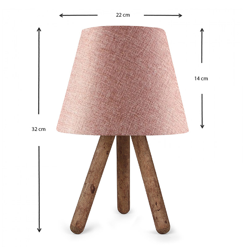 Φωτιστικό επιτραπέζιο ύφασμα Pvc/ξύλο χρώμα ροζ/καφέ 3