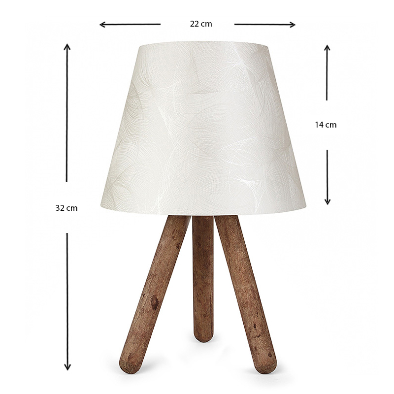 Φωτιστικό επιτραπέζιο ύφασμα Pvc/ξύλο χρώμα λευκό/καφέ 3