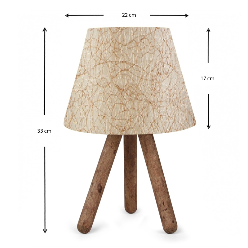 Φωτιστικό επιτραπέζιο E27 ύφασμα - ξύλο χρώμα μπεζ χρυσό - καφέ 3