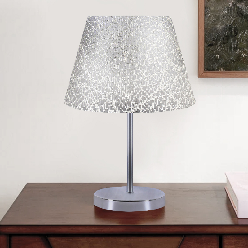 Φωτιστικό επιτραπέζιο ύφασμα χρώμα λευκό/ασημί 2