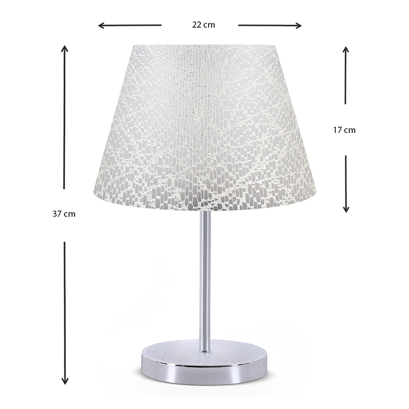 Φωτιστικό επιτραπέζιο ύφασμα χρώμα λευκό/ασημί 3