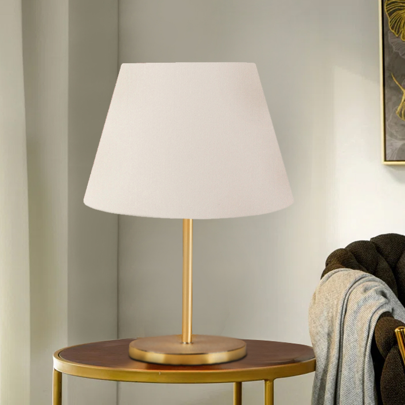 Φωτιστικό επιτραπέζιο ύφασμα χρώμα κρεμ/χρυσό 2