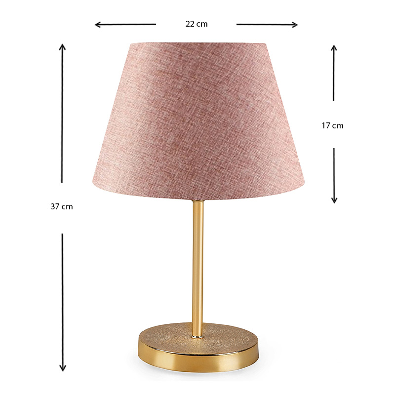 Φωτιστικό επιτραπέζιο ύφασμα χρώμα ροζ/χρυσό 3