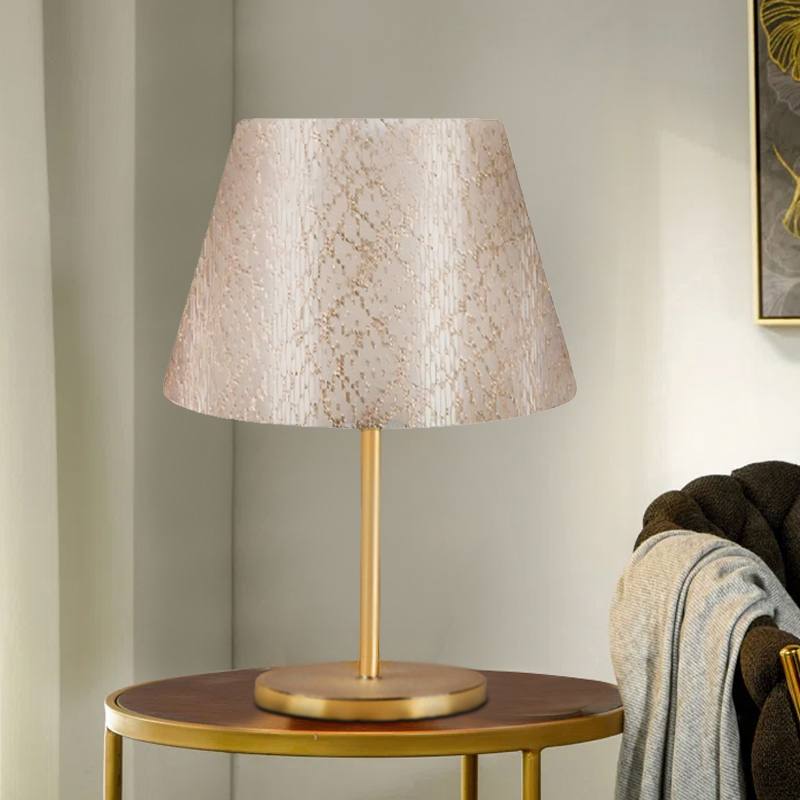 Φωτιστικό επιτραπέζιο ύφασμα χρώμα χρυσό 2