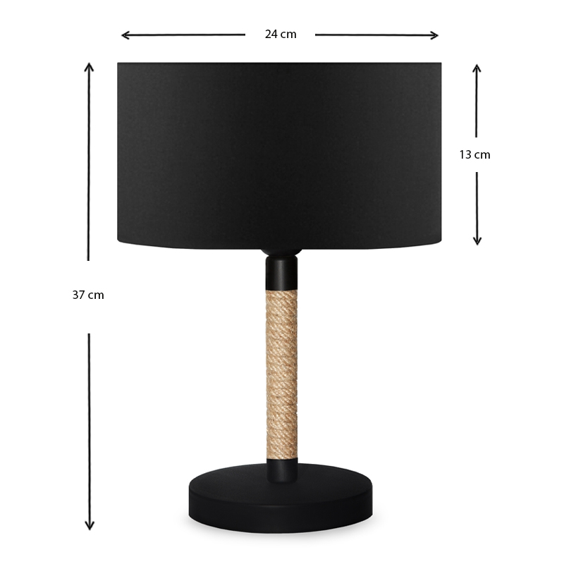 Φωτιστικό επιτραπέζιο ύφασμα/σχοινί/χρώμιο χρώμα μαύρο/φυσικό 3