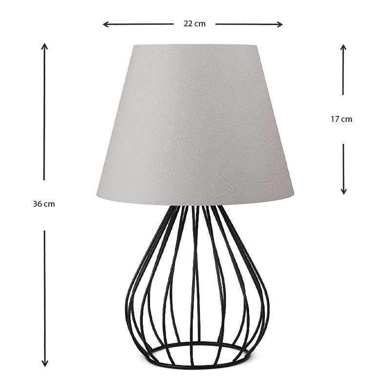 Φωτιστικό επιτραπέζιο ύφασμα Pvc/μέταλλο χρώμα ανοιχτό γκρι/μαύρο 3