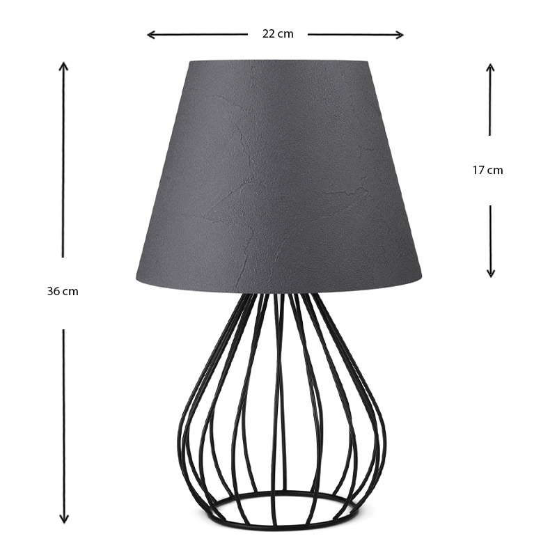 Φωτιστικό επιτραπέζιο ύφασμα Pvc/μέταλλο χρώμα ανθρακί/μαύρο 3