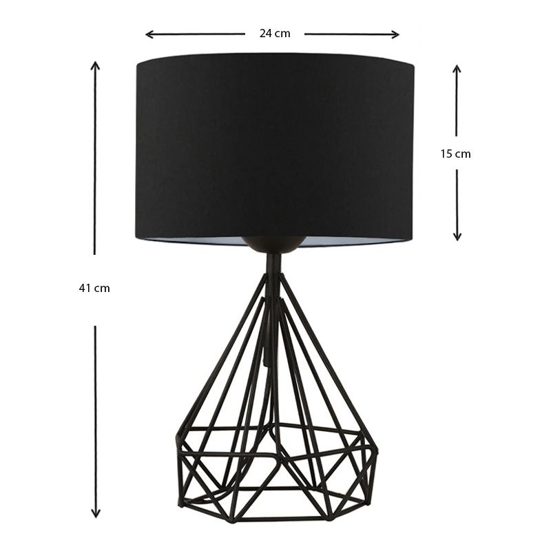 Φωτιστικό επιτραπέζιο ύφασμα/μέταλλο χρώμα μαύρο 3
