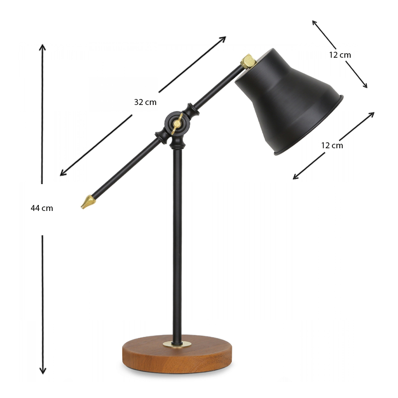 Φωτιστικό γραφείου μέταλλο/Mdf χρώμα μαύρο 3