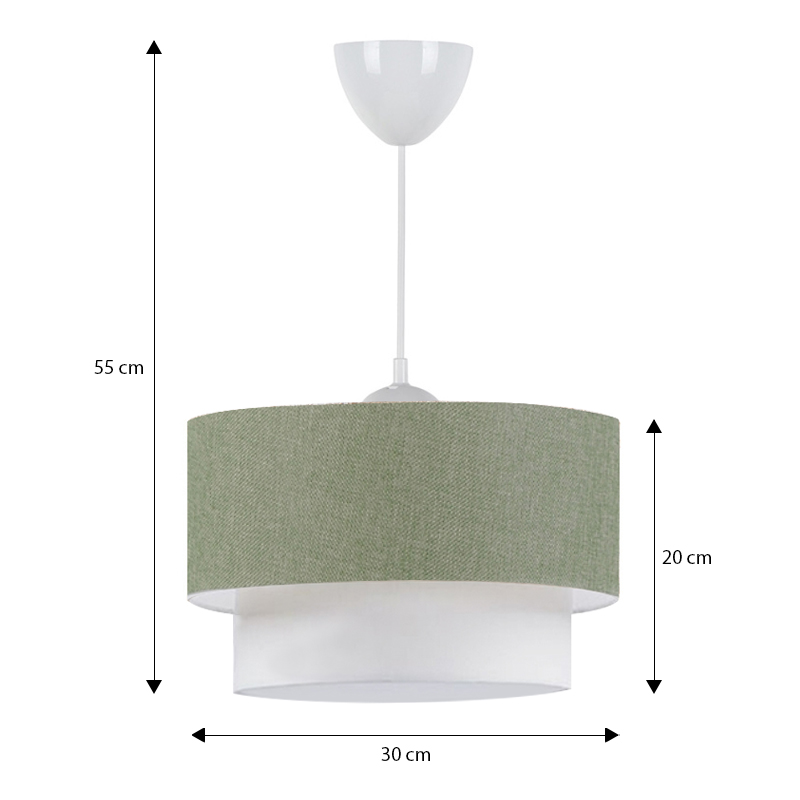 Φωτιστικό οροφής E27 υφασμάτινο μονόφωτο χρώμα χακί 3