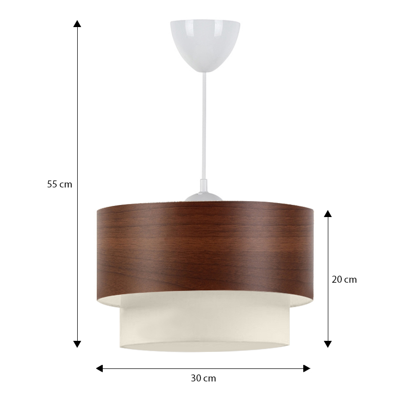 Φωτιστικό οροφής υφασμάτινο μονόφωτο χρώμα καφέ 3